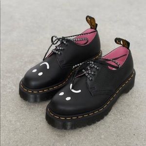 Dr. Martens x Lazy Oaf 1461 Bex Leather Oxfords Happy Sad Lace Up Shoes